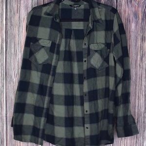 Plaid black and green flannel